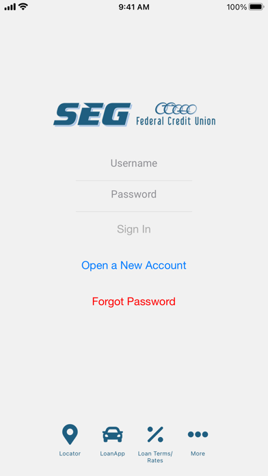 SEG Federal Credit Union Screenshot