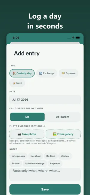 CustodyBook: Parenting Log screenshot 4