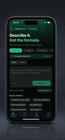 Excel Formula Generator iPhone screenshot
