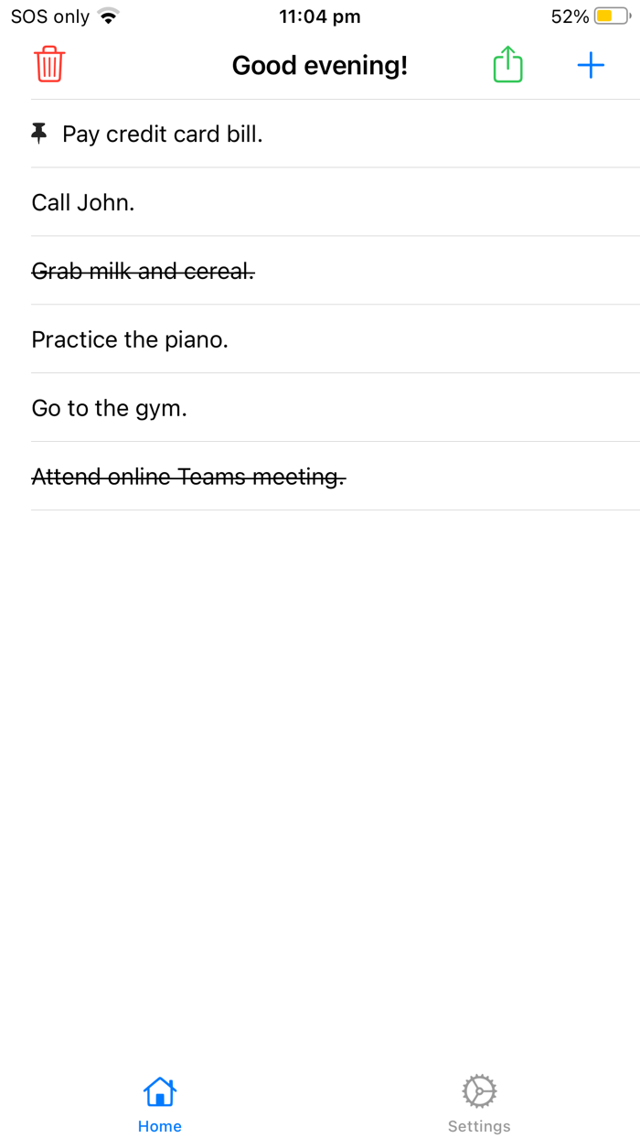 QuickList To-Do/Shopping List