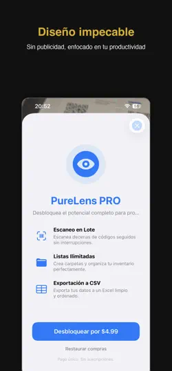 Captura de pantalla de PureLens en iPhone 5