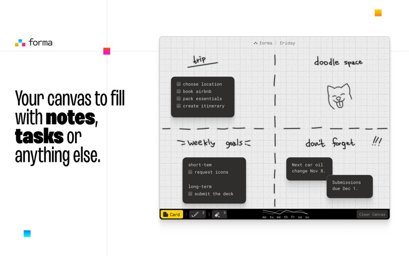 Forma: tasks & notes on canvas app screenshot
