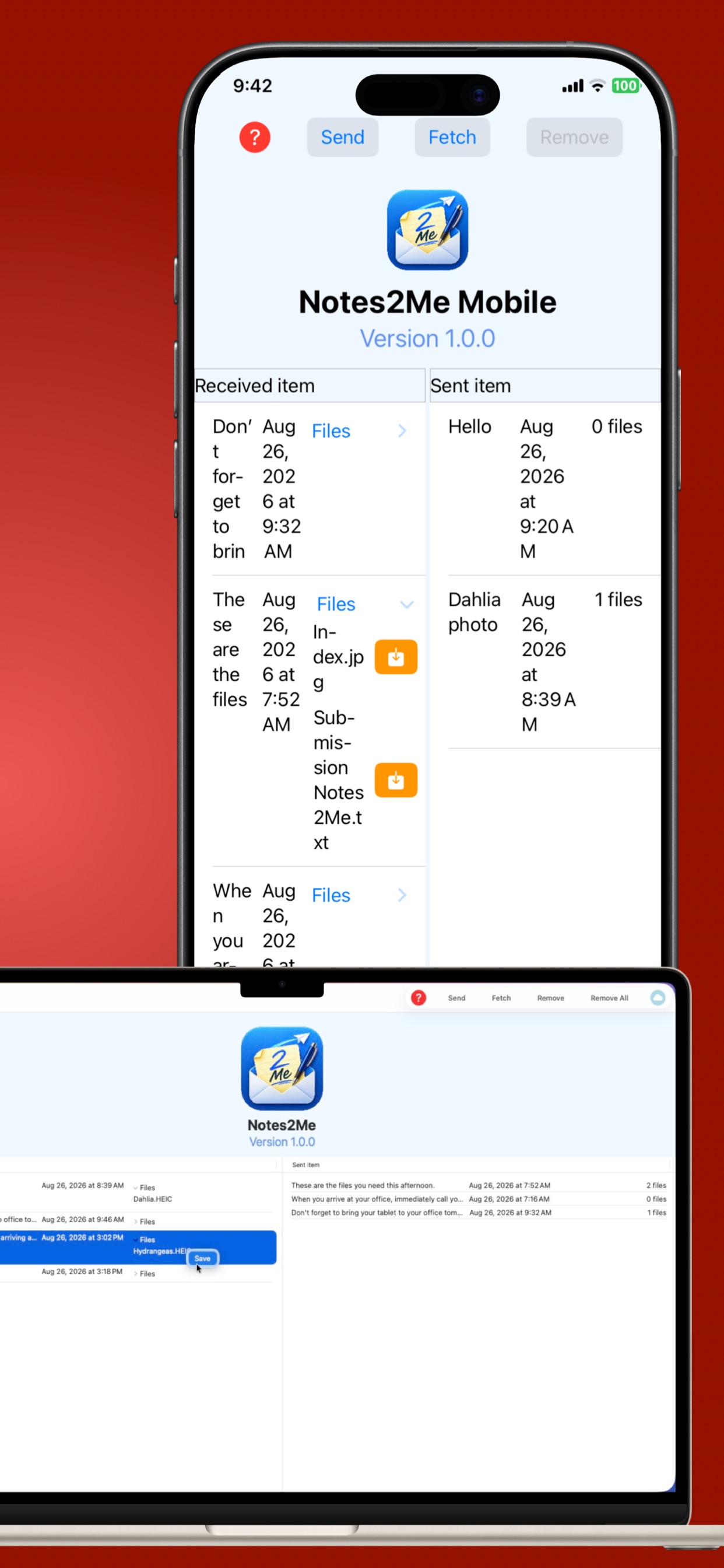 Screenshot 2 of Notes2Me Mobile