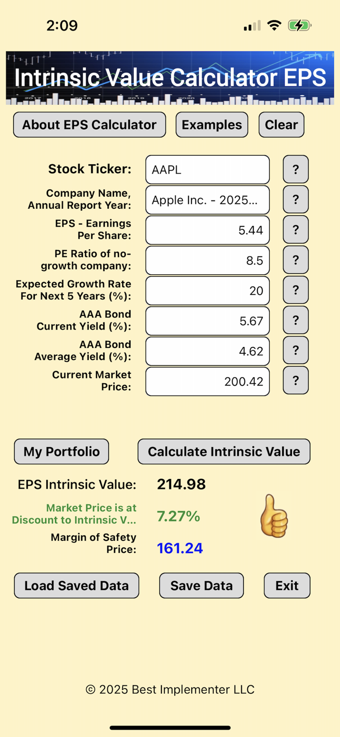 Intrinsic Value Calculator EPS
