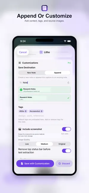 Litho: Screenshot to Obsidian screenshot 2