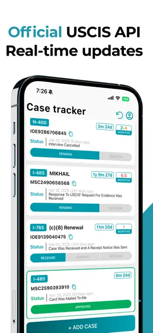 I-GUIDE USCIS & EOIR Tracker screenshot 1