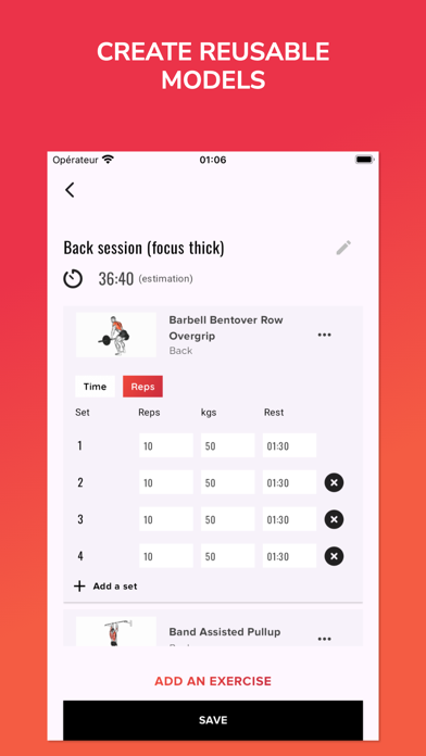 PerfTrain Tracker Gym Log Screenshot