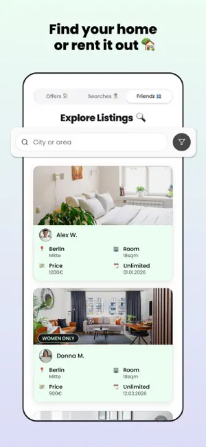 flatsforfriendz - WG & Wohnung iPhone screenshot 1