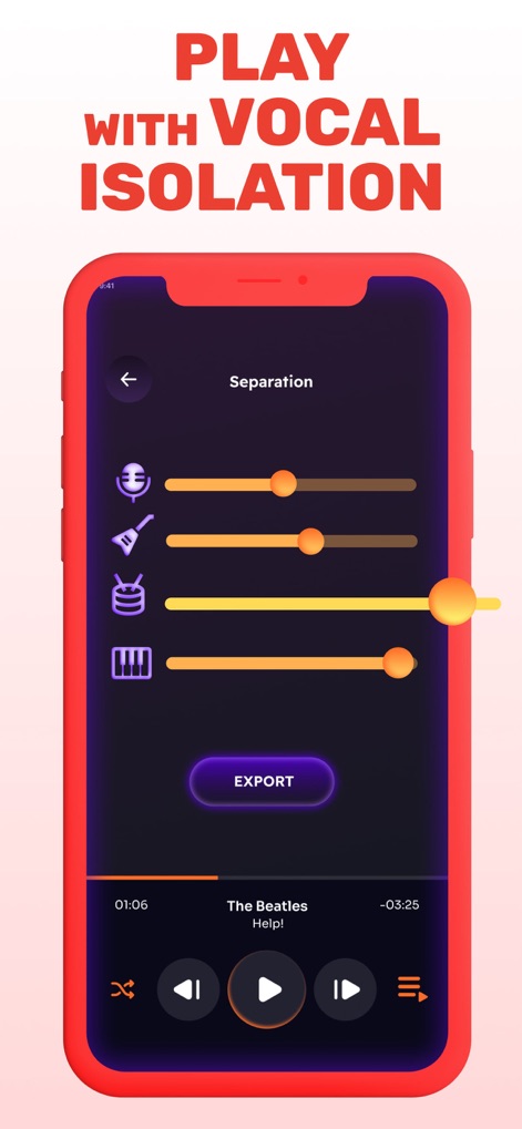 TubeMate: Convert Video To MP3 - The app empowers creators to isolate specific audio elements using individual instrument sliders and an export function.