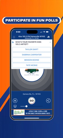 Kiss 105.3 FM Gainesville WYKS iPhone screenshot