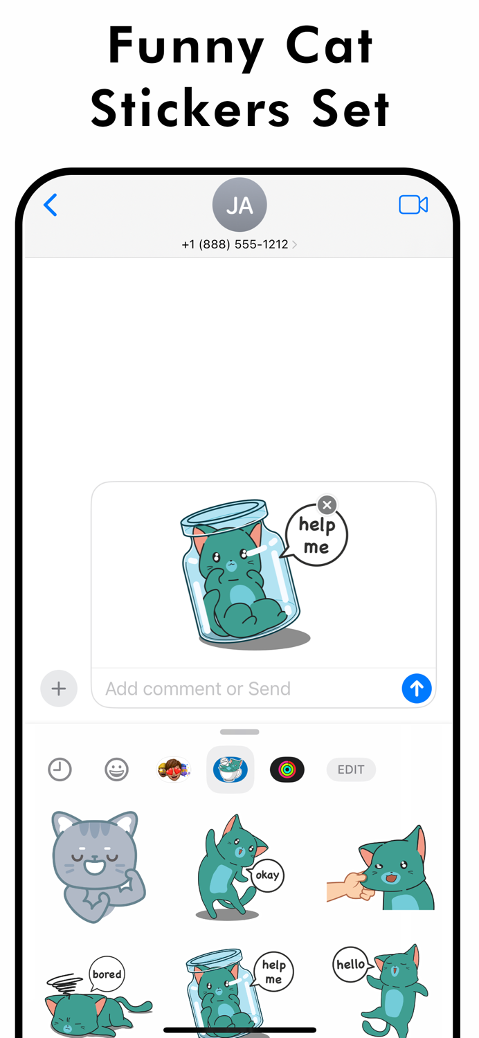 Funny Cat Stickers Set