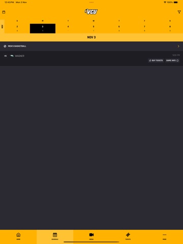 VCU Athletics iPad screenshot