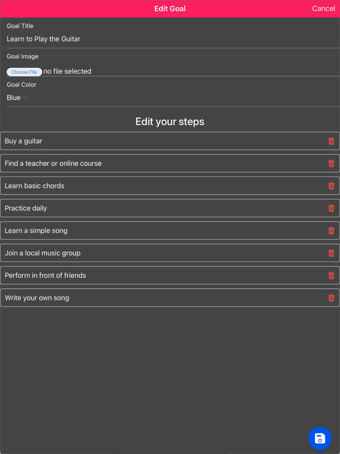 Goal Planner Steps to Success