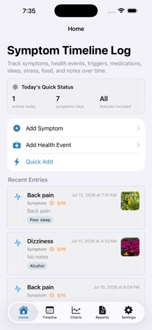Symptom Timeline Log Screenshot 6 of 9