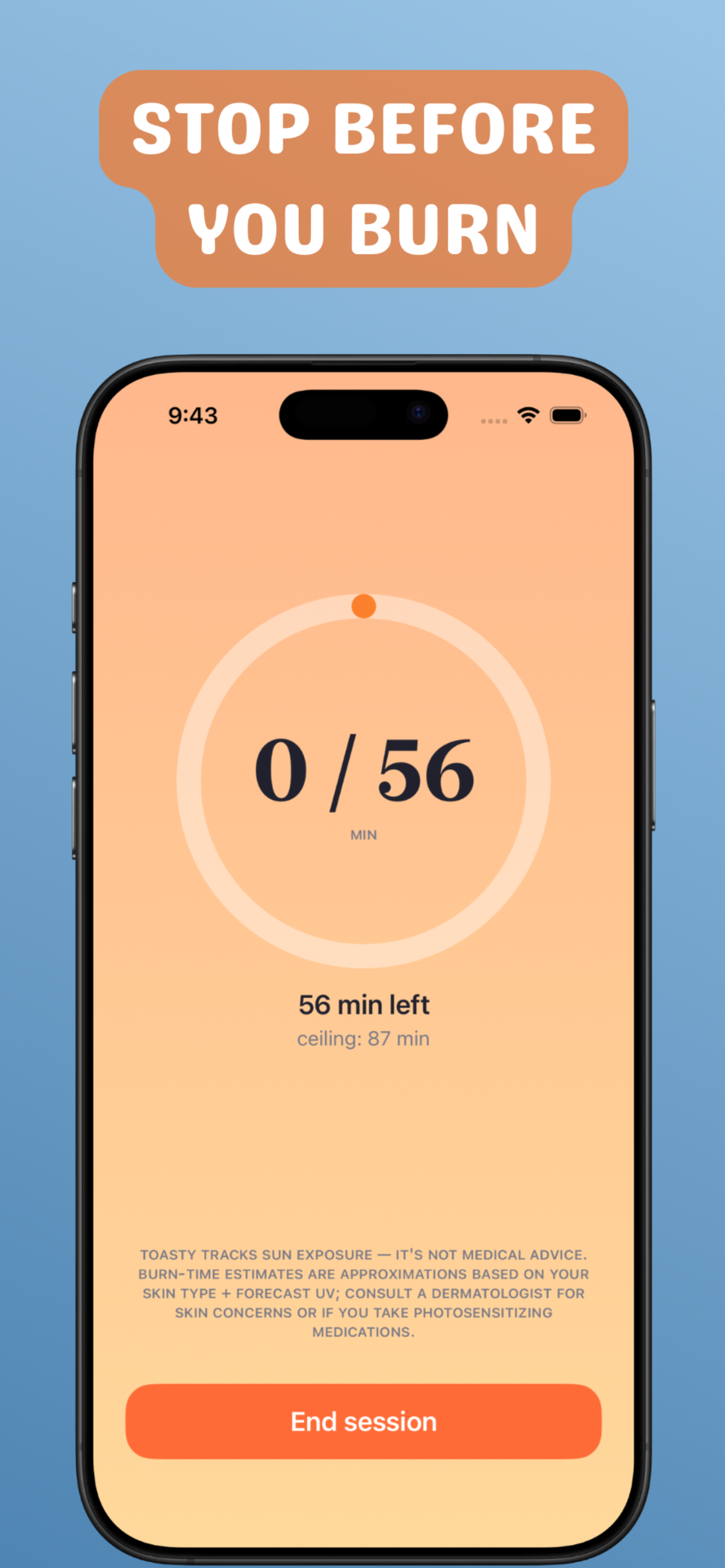 Toasty: Tan Timer & UV Index
