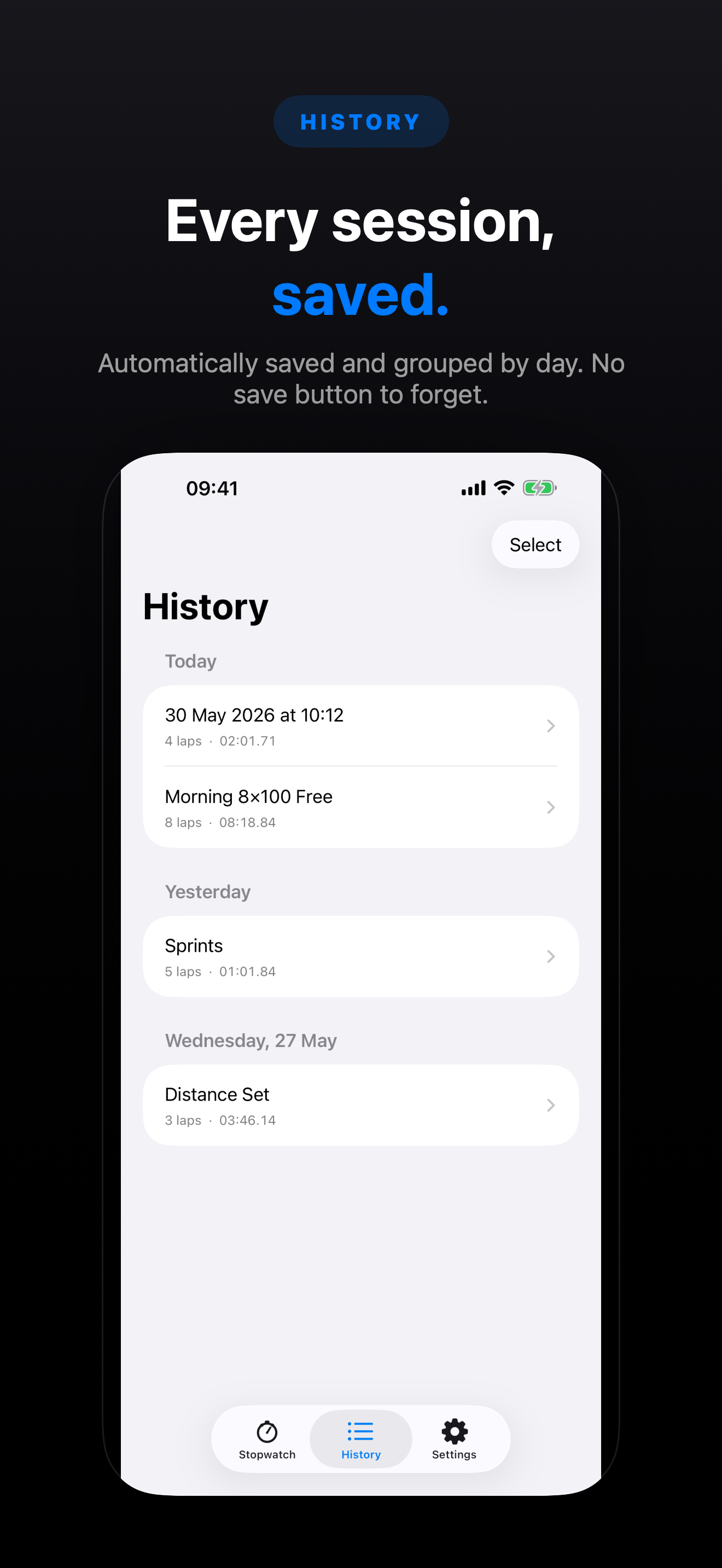 TapSplit – Coach Stopwatch