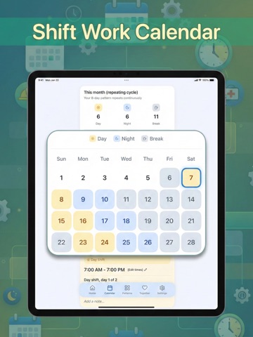 Shift Work Calendar iPad screenshot