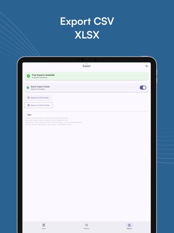 Smart Receipt Scanner & Export iPad screenshot