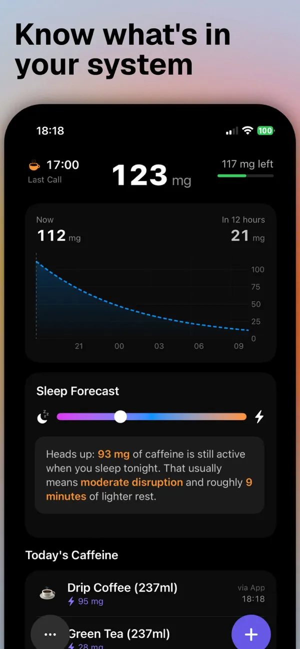 Screenshot #1 pour Caff: Caffeine & Sleep Tracker