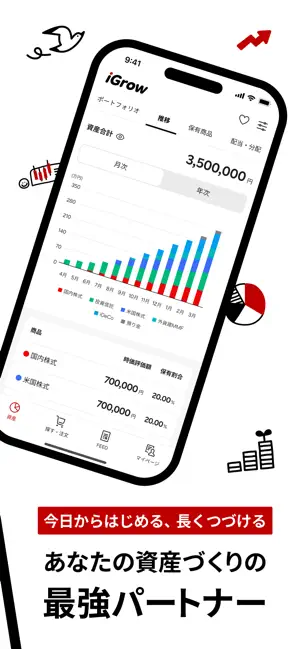 iGrow - 楽天証券の資産づくりアプリ iPhone screenshot 2