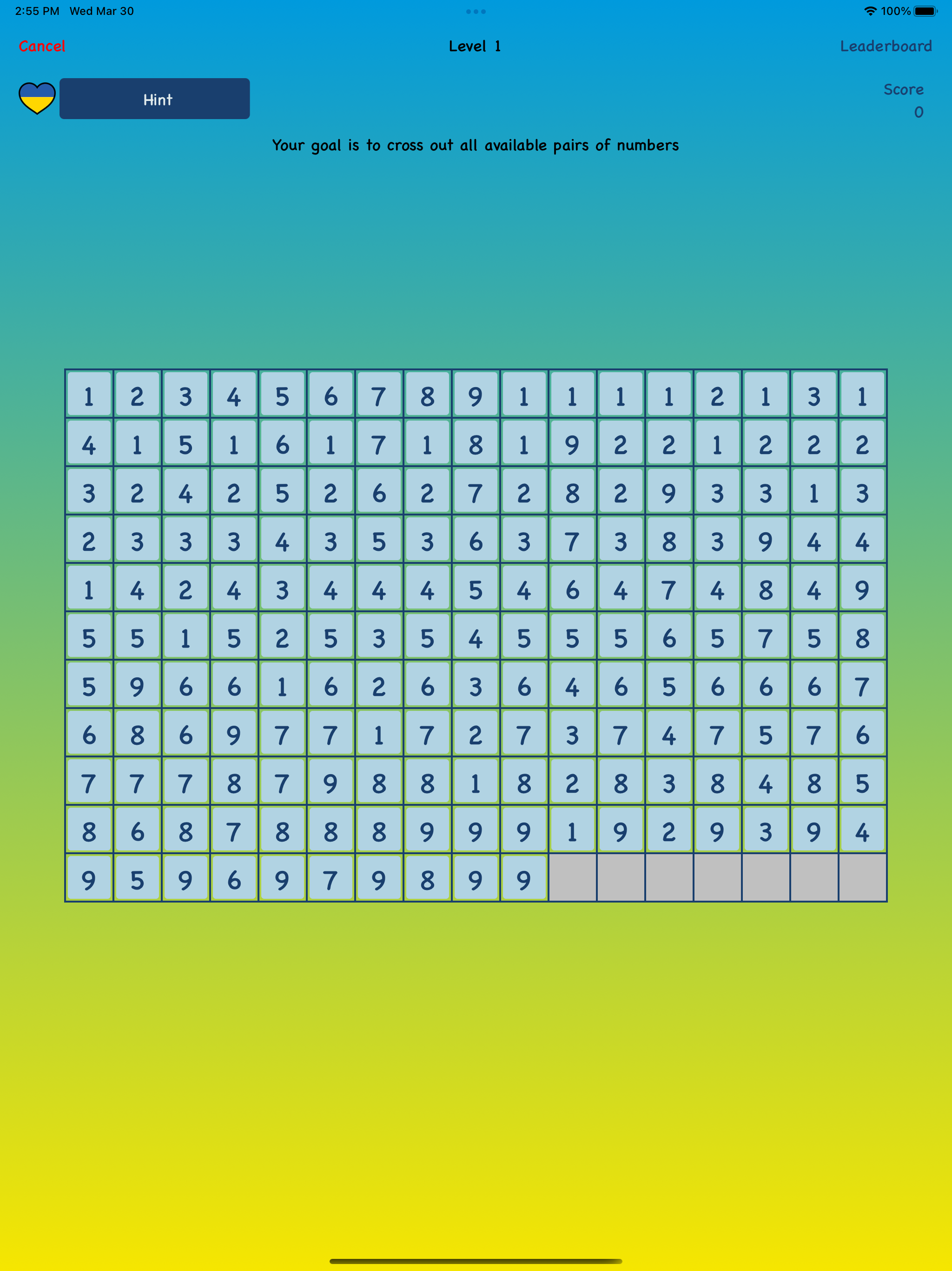 1to99: number puzzle