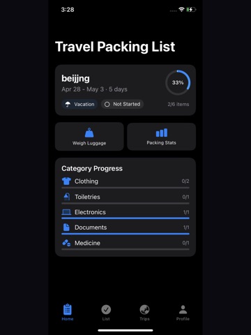 Smart Travel Packing Assistant iPad screenshot