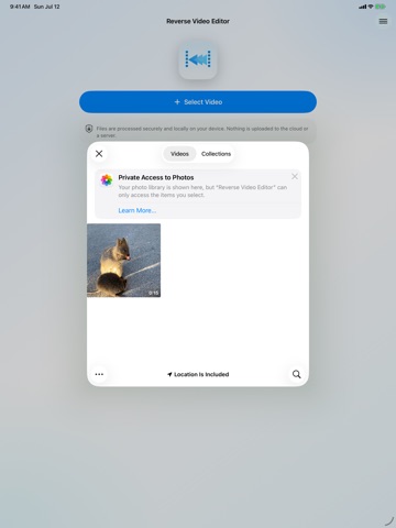 Reverse Video Edito‪r‬ iPad screenshot