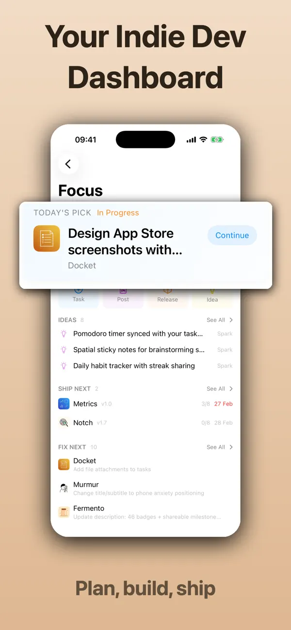 #1. Docket - Dev Release Tracker (iOS) Ved: Drobinin Limited