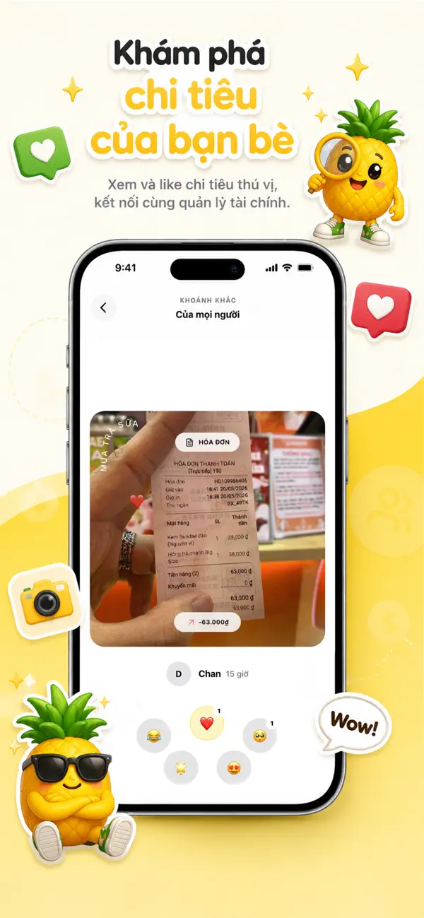 Màn hình báo cáo thu chi trên SnapMoney