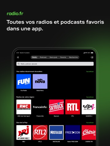 radio.fr - radio et podcast iPad screenshot 1