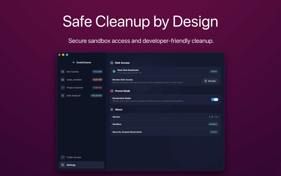 #6. CodeCleaner – Dev Disk Cleanup (macOS) Von: Sergey Grigorev