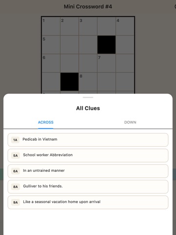Daily Mini Crosswords iPad screenshot