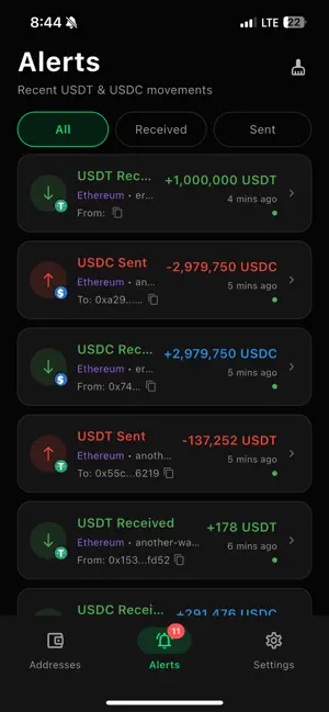 USDT Alert screenshot 2