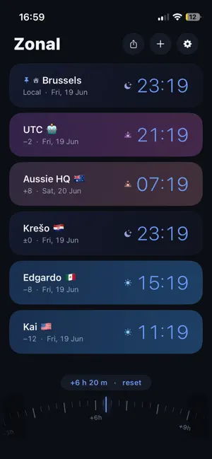 Zonal: time zone buddy screenshot 2