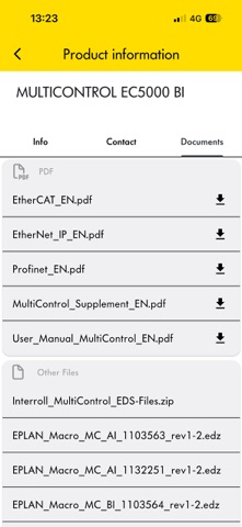 Interroll Product App screenshot