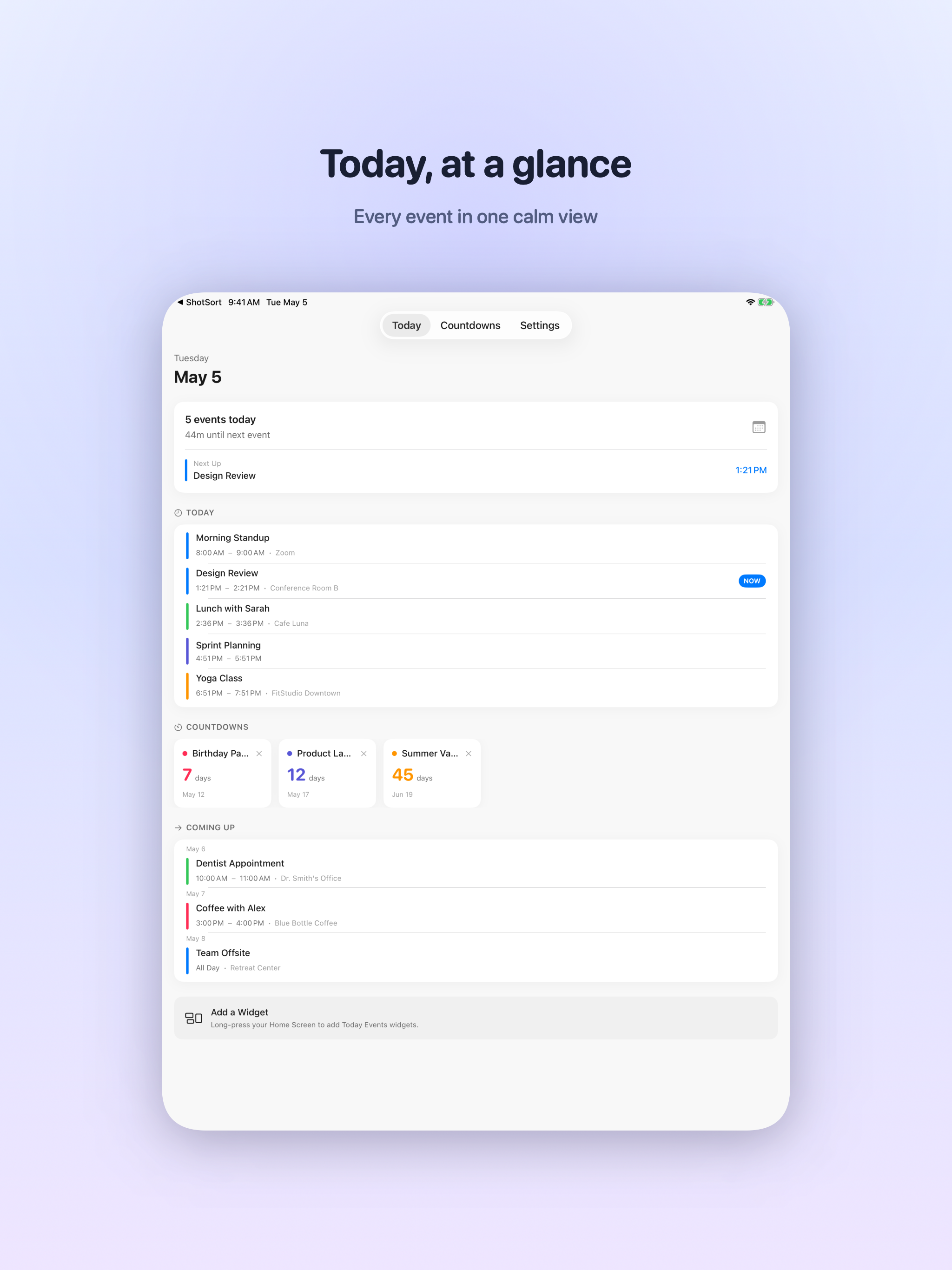 Today Events Widget