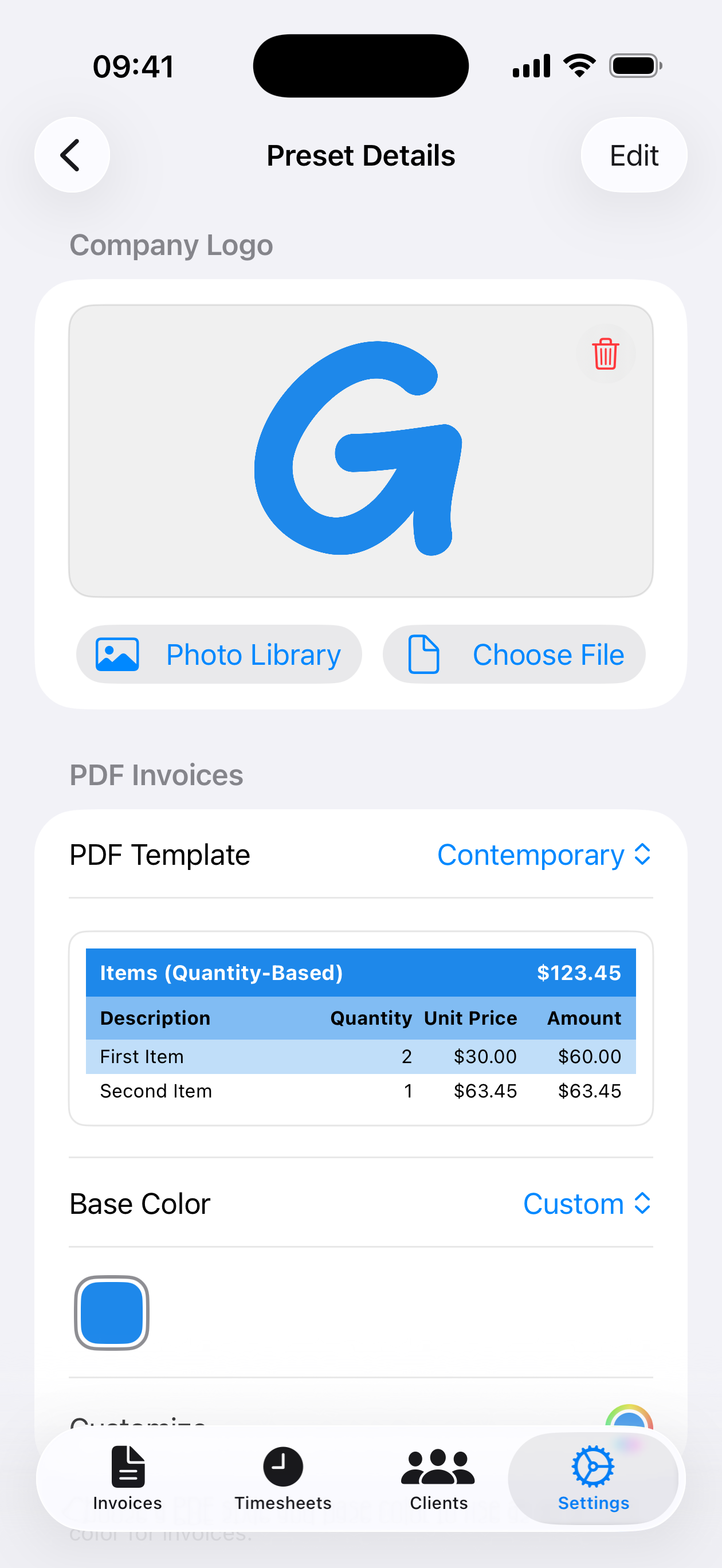 Kite Invoices