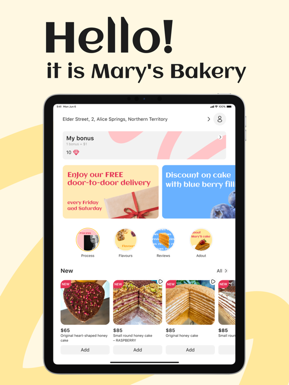 Marys bakery iPad screenshot 1 - Food & Drink app