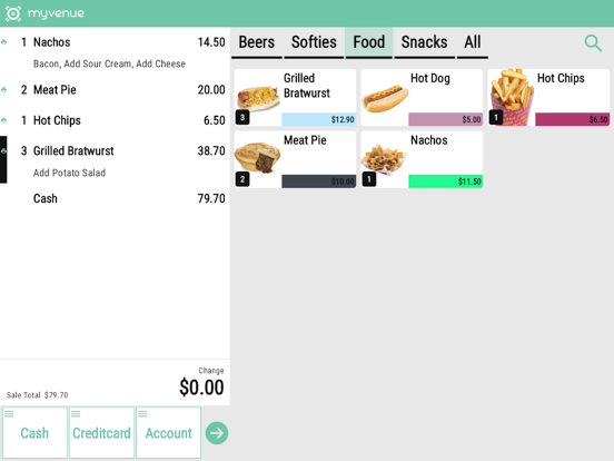 myvenue POS iPad screenshot