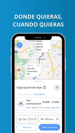 Captura de pantalla de PideTaxi-Pedir Taxi En España en iPhone 5