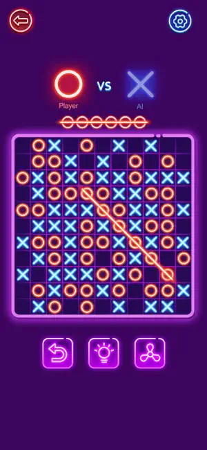 Tic Tac Toe:No Wifi Games Glow iPhone screenshot 4