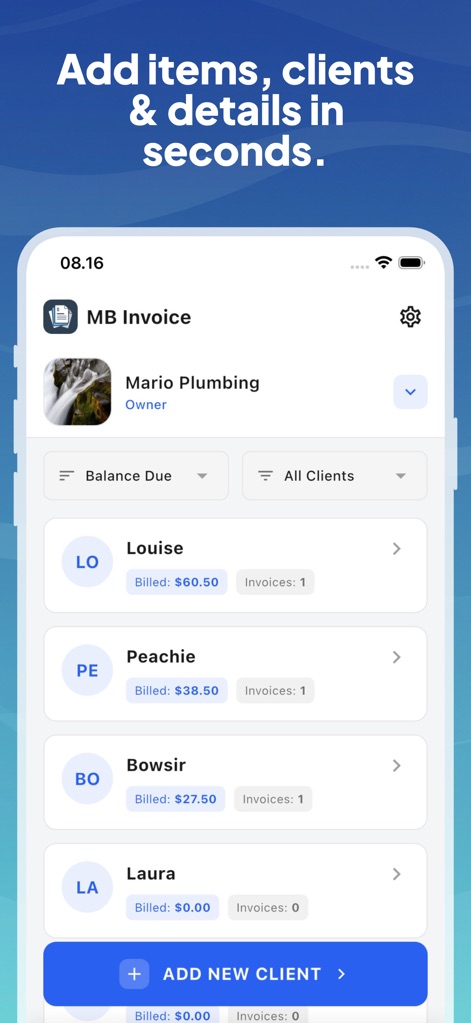 MB Invoice Maker - mb-invoice-maker-client-management