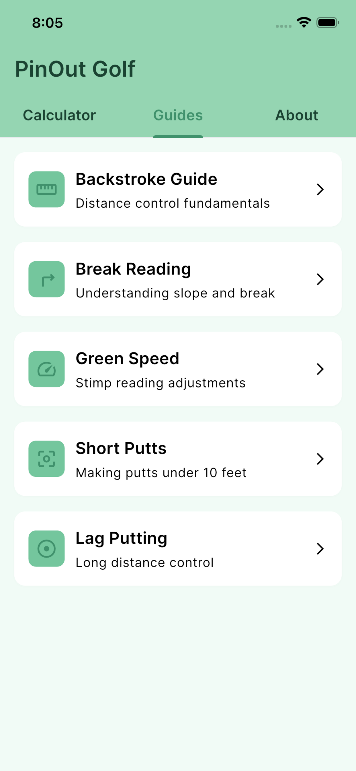 PinOut Golf Putting Calculator