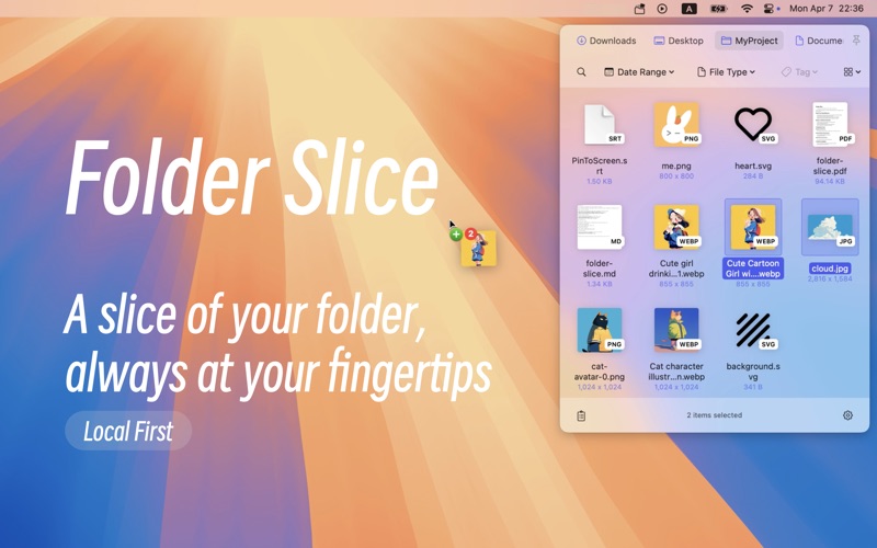 Folder Slice - File Shortcuts app screenshot