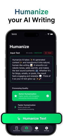 Humanize AI: Paraphrase Tool iPhone screenshot