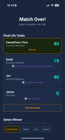 MTG Tracker: EDH Life Counter iPhone screenshot