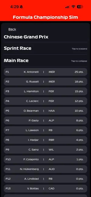 Formula Championship Simulator screenshot 3