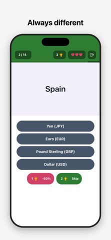 Currency Quiz Game iPhone screenshot