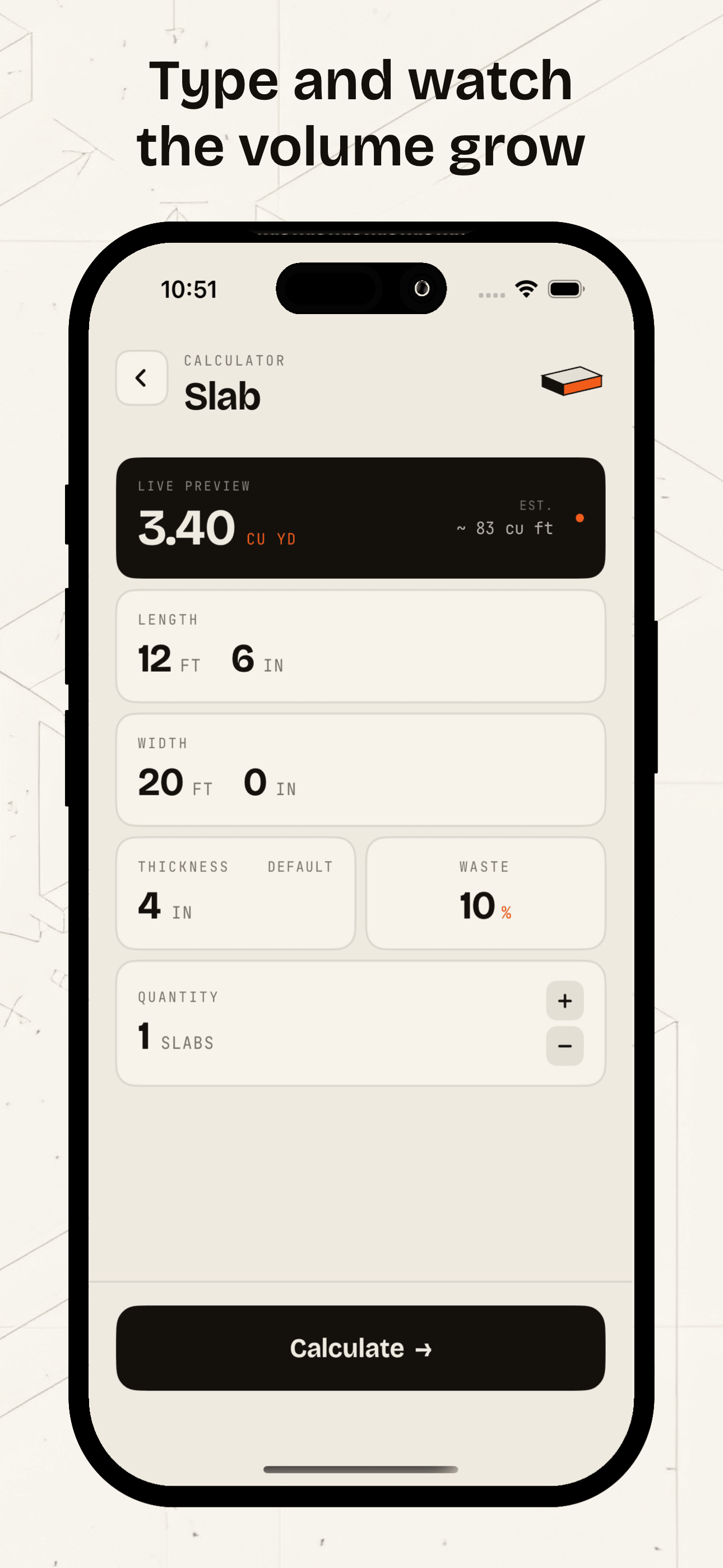 Concrete Calculator - Pour screenshot 2