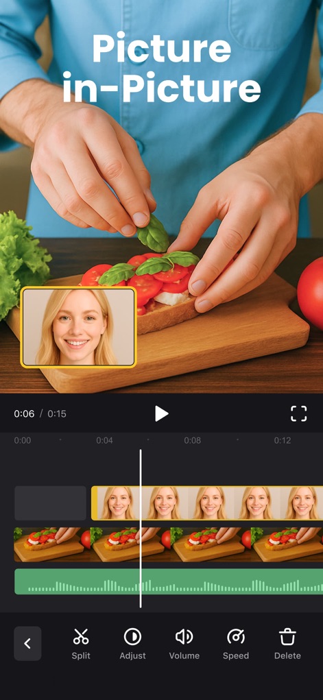 Clideo: Video Editor for Reels - Craft compelling visual stories using advanced picture-in-picture layering, complemented by precise clip adjustment tools for perfect integration.